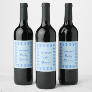 Étiquette Pour Bouteilles De Vin Jolis pieds de lapin bleu bébé garçon Pâques Baby