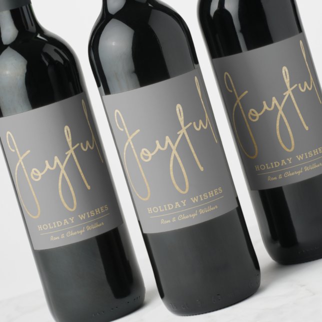 Étiquette Pour Bouteilles De Vin JOUEUSES VACANCES D'Or Faux Gris d'huile (Créateur téléchargé)