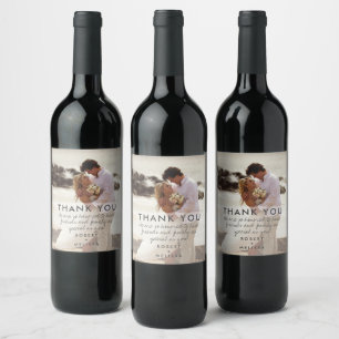 Étiquette Pour Bouteilles De Vin Jour du mariage Photo Merci Favoriser