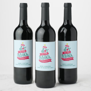 Étiquette Pour Bouteilles De Vin Joy to the World Christmas Citation Typographie