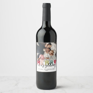 Étiquette Pour Bouteilles De Vin Joyeuse photo de vacances colorée