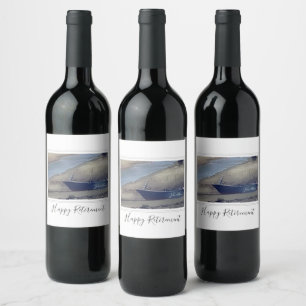 Étiquette Pour Bouteilles De Vin Joyeuse retraite Cornish bateau de pêche sur la pl