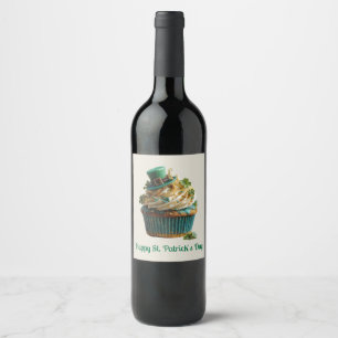 Étiquette Pour Bouteilles De Vin Joyeuse Saint-Patrick Gâteau Cupcake Chanceux