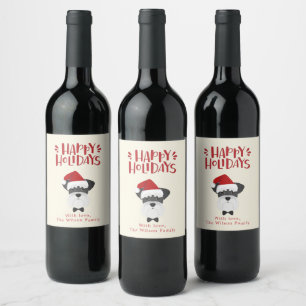 Étiquette Pour Bouteilles De Vin Joyeuses fêtes - Joyeux Noël Schnauzer