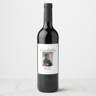 Étiquette Pour Bouteilles De Vin joyeux 15e anniversaire photo nom année t violet p