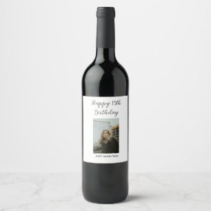 Étiquette Pour Bouteilles De Vin Joyeux 15ème anniversaire ajouter nom photo texte 