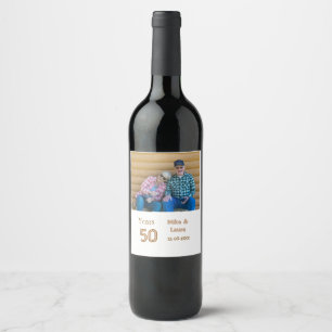 Étiquette Pour Bouteilles De Vin Joyeux 50e anniversaire nom couple date mariage