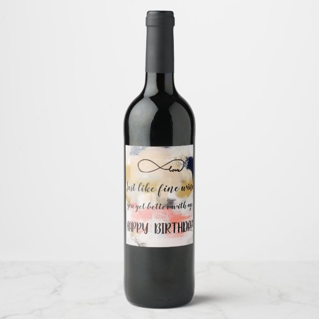 Étiquette Pour Bouteilles De Vin Joyeux anniversaire (Devant)