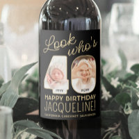 Joyeux Anniversaire 40 ans Fête avec 2 Photos Noir
