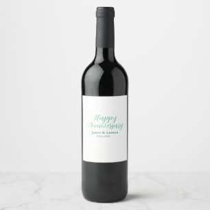 Étiquette Pour Bouteilles De Vin Joyeux anniversaire de mariage nom date année simp