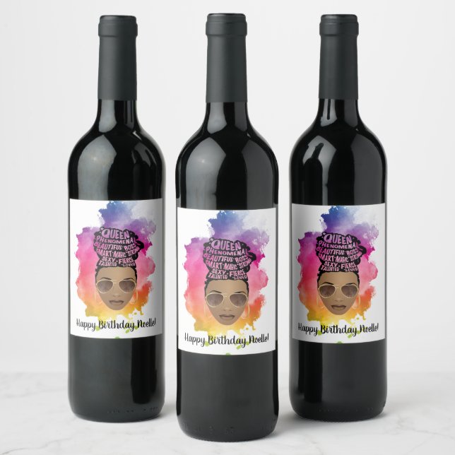 Étiquette Pour Bouteilles De Vin Joyeux anniversaire ! Encouragement de l'aquarelle (Bouteilles)