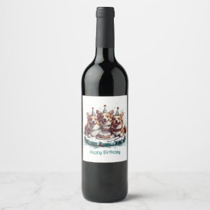 Étiquette Pour Bouteilles De Vin Joyeux Anniversaire Pembroke Welsh Corgi Chiens