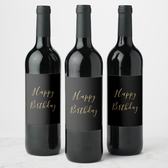 Étiquette Pour Bouteilles De Vin Joyeux Anniversaire Texte personnalisé jaune doré  (Bouteilles)