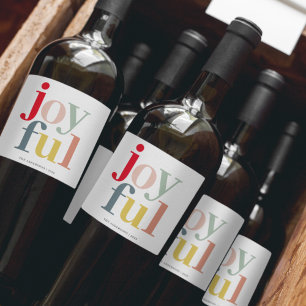 Étiquette Pour Bouteilles De Vin Joyeux cadeau de Noël coloré moderne
