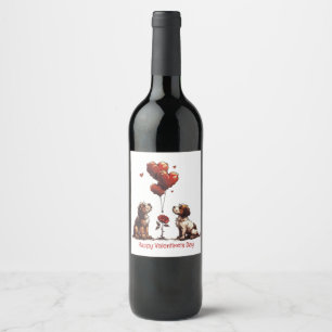 Étiquette Pour Bouteilles De Vin Joyeux Chiens Beagles de la fête des Valentines