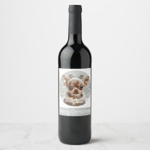 Étiquette Pour Bouteilles De Vin Joyeux Chihuahua Reindeer Chien de Noël