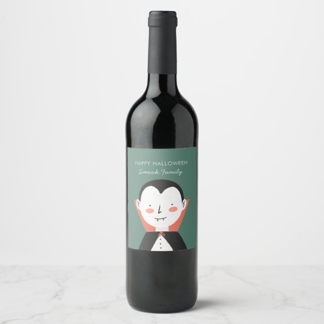 Étiquette Pour Bouteilles De Vin Joyeux Halloween Dracula (Devant)