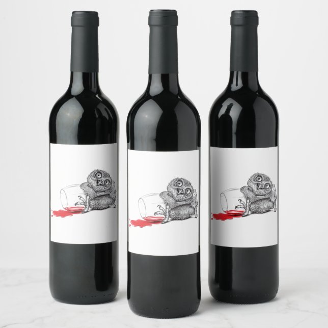 Étiquette Pour Bouteilles De Vin Joyeux hibou de fête (Bouteilles)