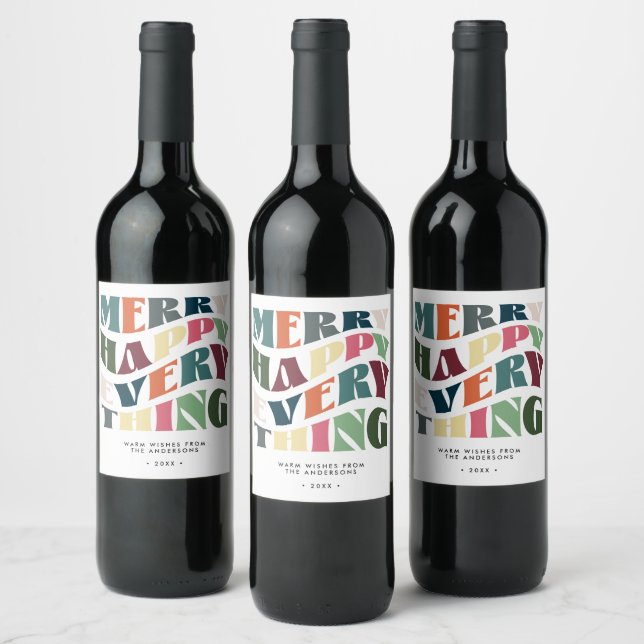 Étiquette Pour Bouteilles De Vin Joyeux Joyeux Tout Super Noël de vacances (Bouteilles)