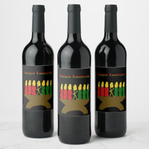 Étiquette Pour Bouteilles De Vin Joyeux Kwanzaa Kinara