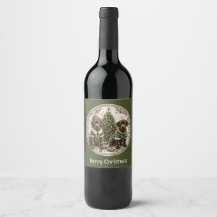 Étiquette Pour Bouteilles De Vin Joyeux Noël Black Labrador Retriever Puppy