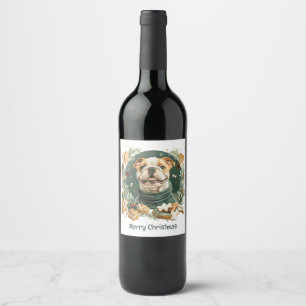 Étiquette Pour Bouteilles De Vin Joyeux Noël Bouledogue Anglais