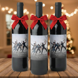 Étiquette Pour Bouteilles De Vin Joyeux Noël Calligraphie Simple 1 Photo