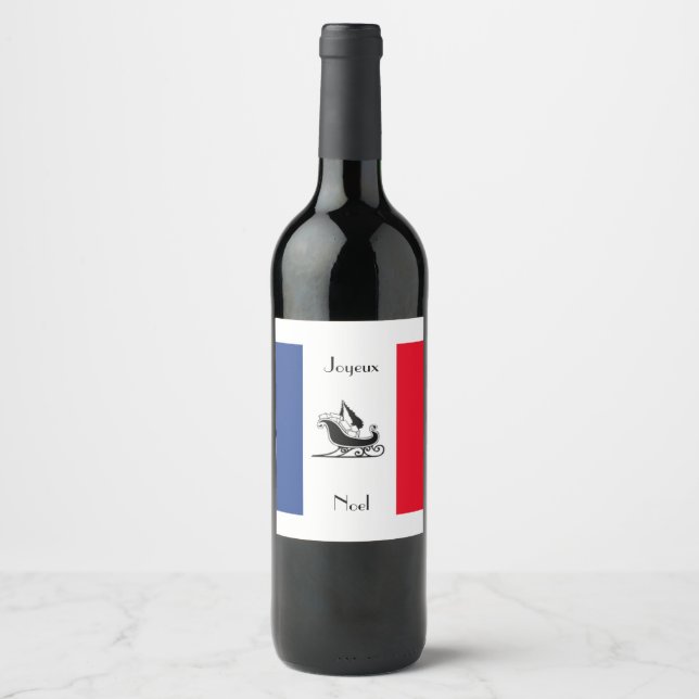 Étiquette Pour Bouteilles De Vin Joyeux Noel Drapeau Français Noël (Devant)