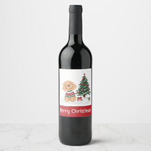 Étiquette Pour Bouteilles De Vin Joyeux Noël Goldendoodle Chien