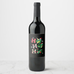 Étiquette Pour Bouteilles De Vin Joyeux Noël HO HO HO Turtle Père Noël