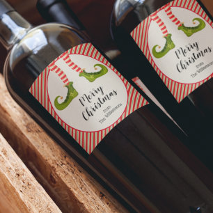 Étiquette Pour Bouteilles De Vin Joyeux Noël jambes de lutin