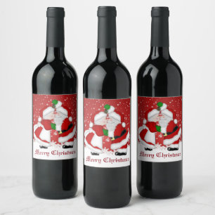 Étiquette Pour Bouteilles De Vin Joyeux Noël Mistletoe Père Noël