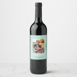 Étiquette Pour Bouteilles De Vin Joyeux Noël Moderne Neige Hiver Green Photo