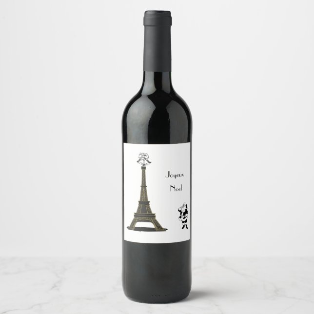 Étiquette Pour Bouteilles De Vin Joyeux Noel Paris (Devant)