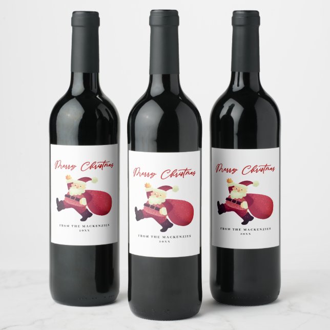Étiquette Pour Bouteilles De Vin Joyeux Noël Père Noël (Bouteilles)