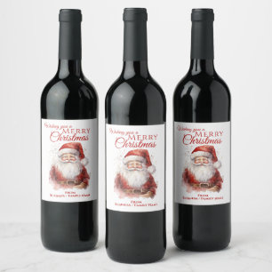 Étiquette Pour Bouteilles De Vin Joyeux Noël Père Noël Fêtard