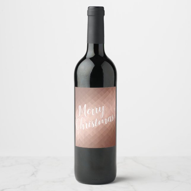 Étiquette Pour Bouteilles De Vin Joyeux Noël rose minima or (Devant)