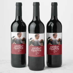 Étiquette Pour Bouteilles De Vin Joyeux Noël Rouge Photo Noël