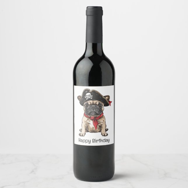 Étiquette Pour Bouteilles De Vin Joyeux Pirate d'Anniversaire (Devant)