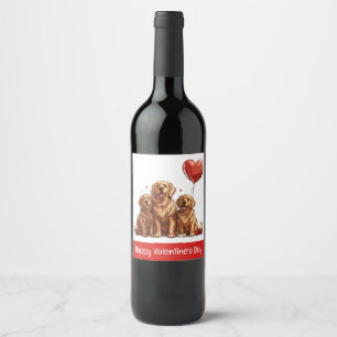 Étiquette Pour Bouteilles De Vin Joyeux Valentines Day Golden Retriever Chien