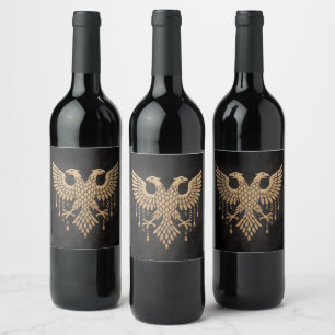 Étiquette Pour Bouteilles De Vin Jumeau Doré Corbeau Mythologie Nordique Noir