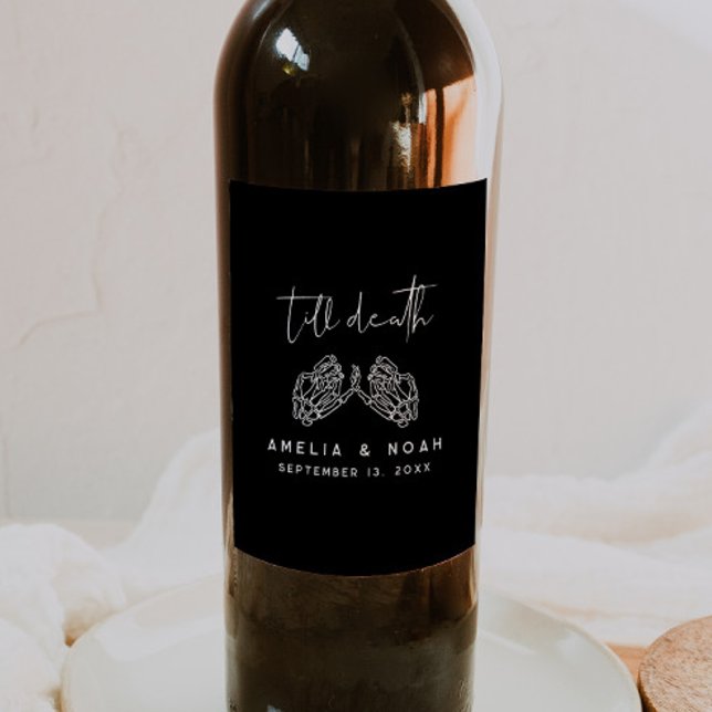 Étiquette Pour Bouteilles De Vin Jusqu'à la mort Gothique Halloween Mariage Étiquet (Créateur téléchargé)