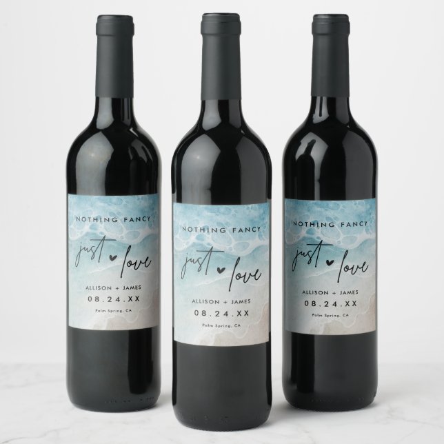 Étiquette Pour Bouteilles De Vin Just Love Beach Elopement Faveurs (Bouteilles)