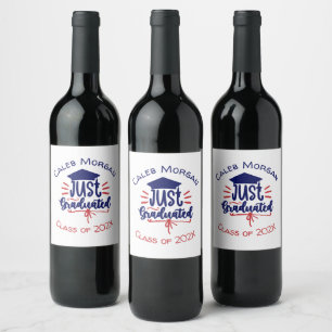 Étiquette Pour Bouteilles De Vin Juste Gradué Rouge & Bleu Personnalisé