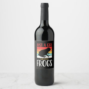 Étiquette Pour Bouteilles De Vin Juste une fille qui aime la grenouille