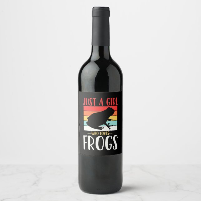 Étiquette Pour Bouteilles De Vin Juste une fille qui aime la grenouille (Devant)
