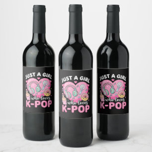 Étiquette Pour Bouteilles De Vin Juste une fille qui aime la K-Pop