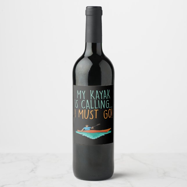 Étiquette Pour Bouteilles De Vin Kayaking Kayak cadeau (Devant)