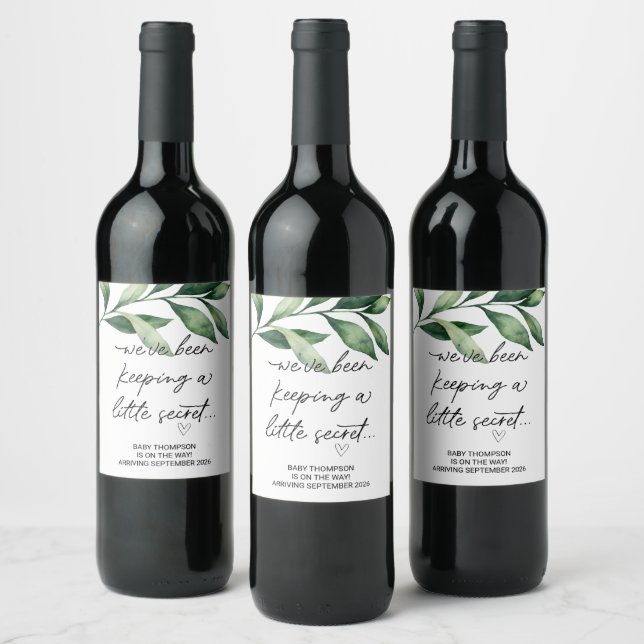 Étiquette Pour Bouteilles De Vin Keeping Little Secret Baby Pregnancy Announcement (Bouteilles)
