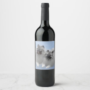 Étiquette Pour Bouteilles De Vin Keeshond Paire de Kees Peinture Art animal origina